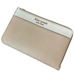 Kate Spade Blush White Bitsy Saffiano Leather Clutch